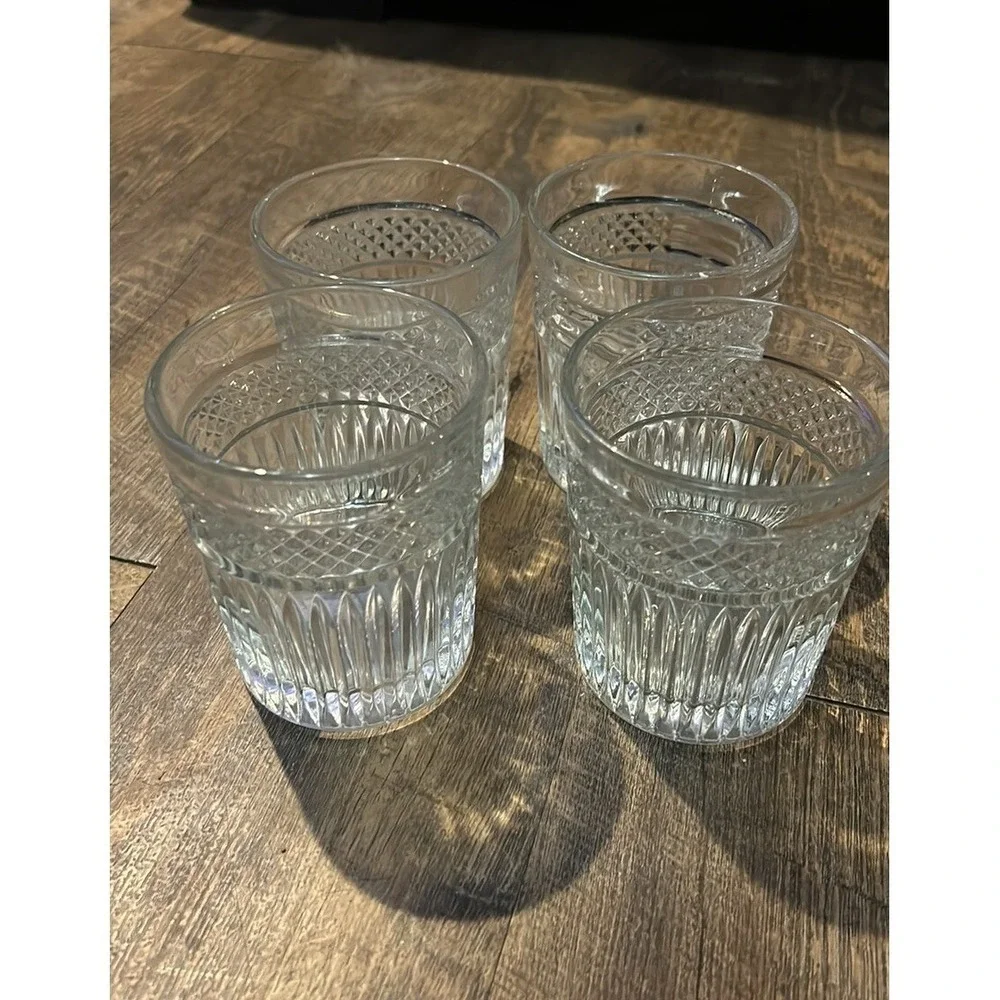 Set Of 4 Libbey RADIANT Double Old Fashioned Glasses 12oz EUC